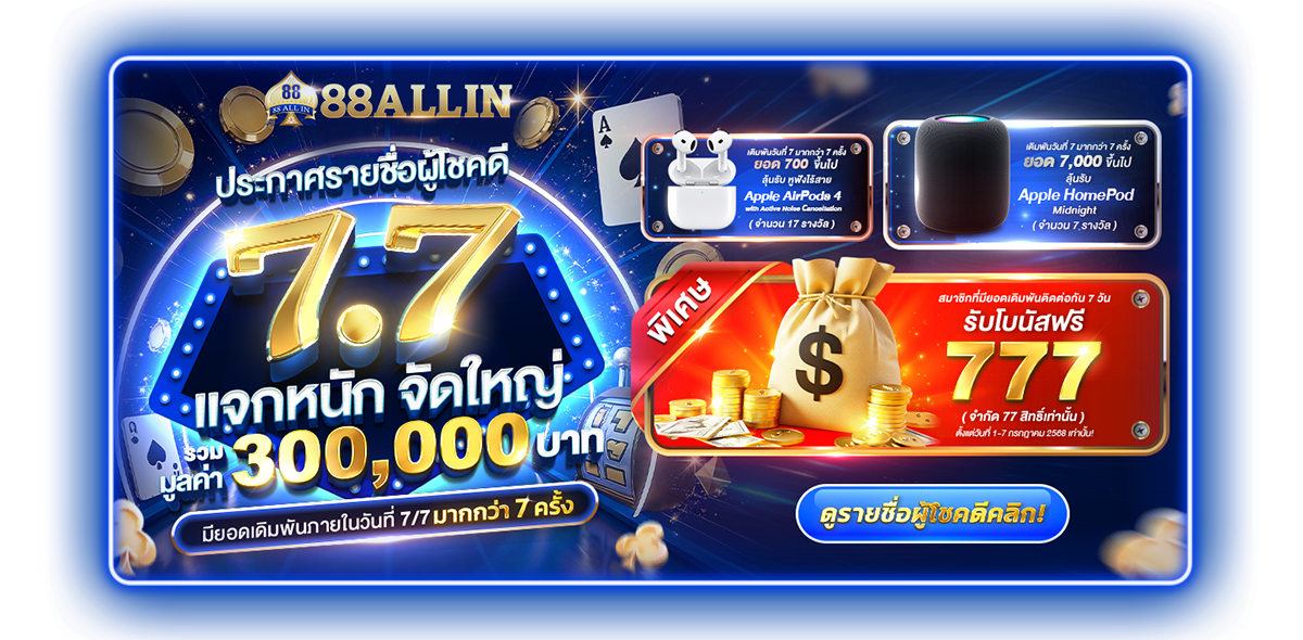 ประกาศรายชื่อผู้โชคดีกิจกรรม 7.7